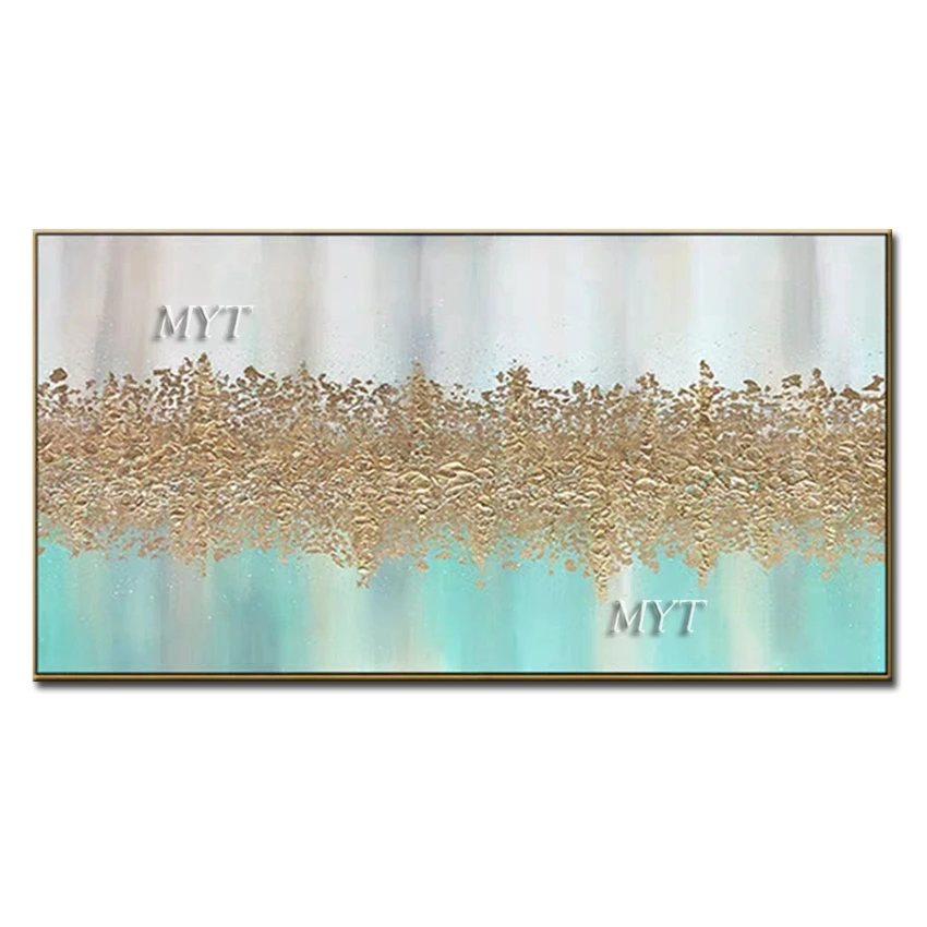 

Золотая Толстая абстрактная картина маслом с текстурой, холст ручной работы, картины, художественные настенные картины, художественные нас...