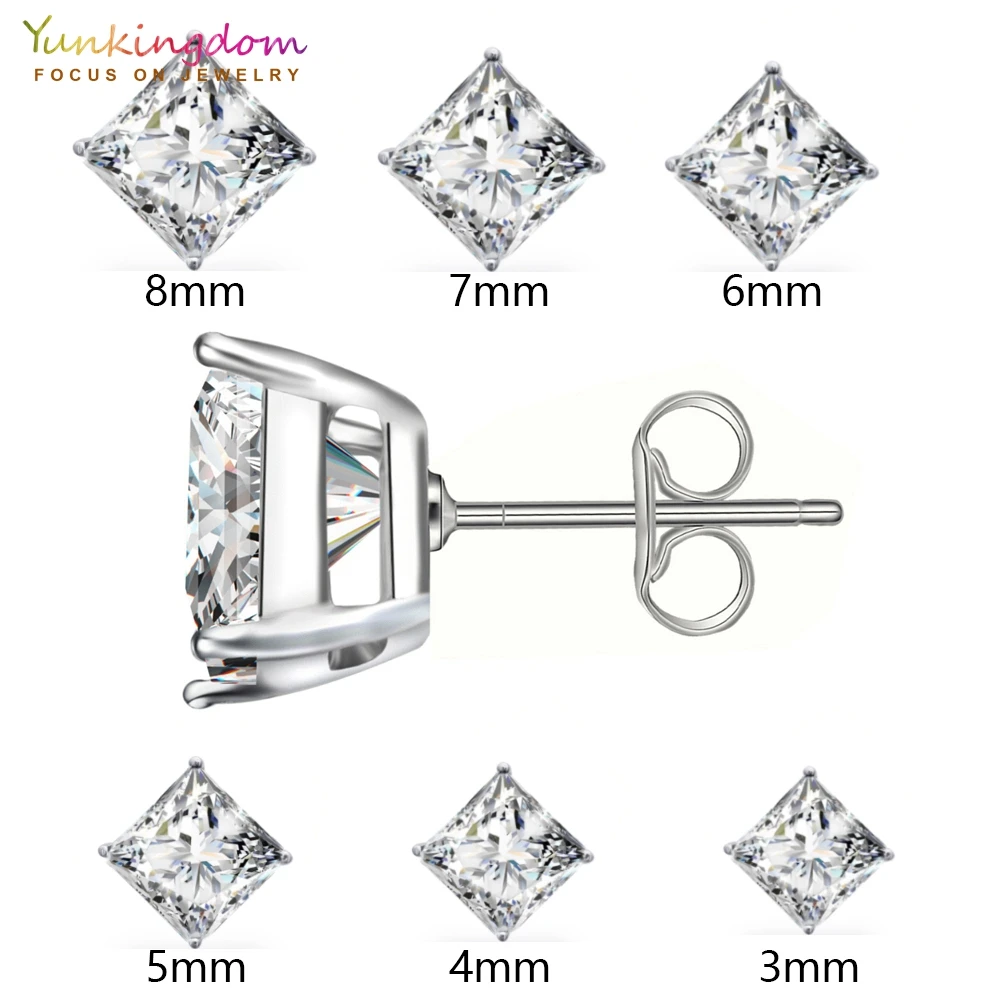 

6Pairs/Lots Dazzling Shining AAA CZ Stud Earrings Sets High Quality Square Earings Personality Fashion Jewelry for Woman Men