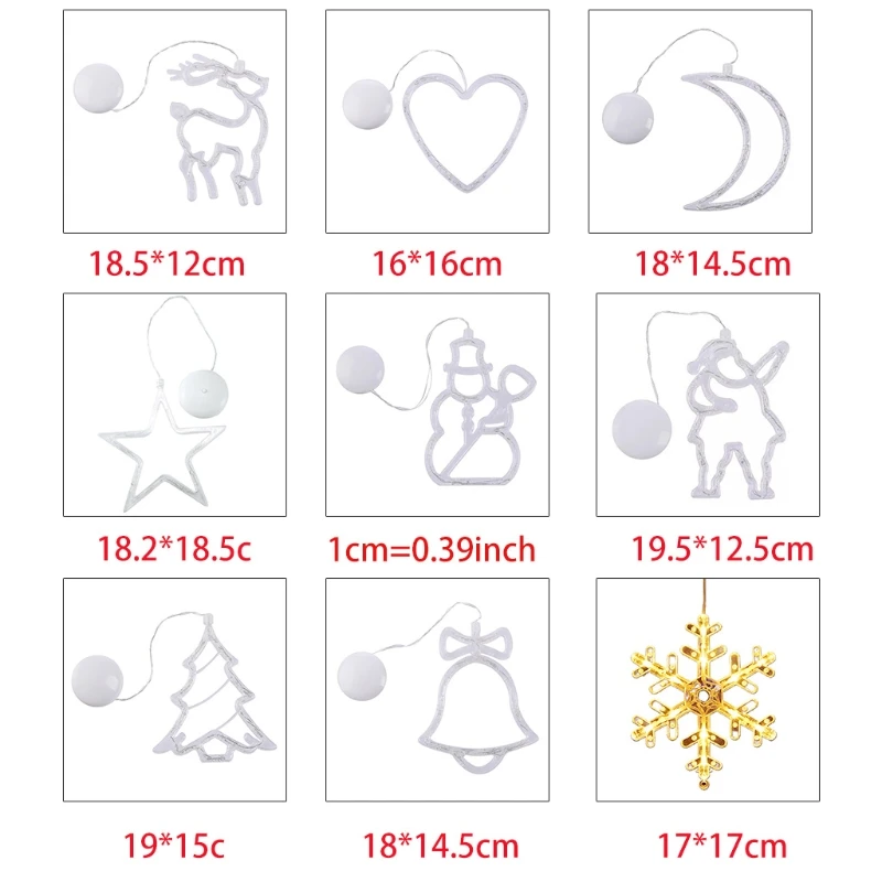 

Christmas Bell Snowman Star Holiday Window LED Sucker Battery Power Lights Decoration For Home Shop Classroom Office high qualit