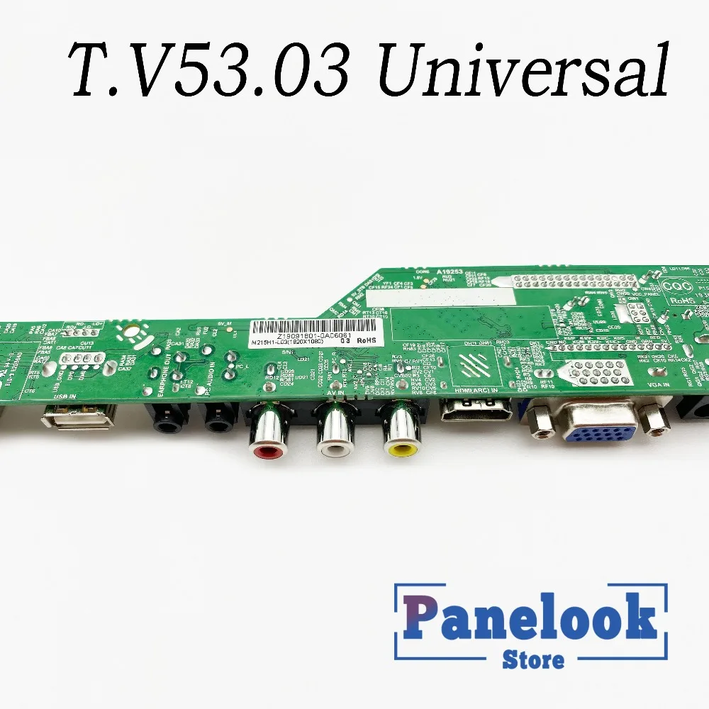T. V53.03 Универсальный ЖК-телевизор контроллер драйвер платы PC/VGA/HDMI/USB интерфейс+ 7 ключ доска+ 1 лампа инвертор