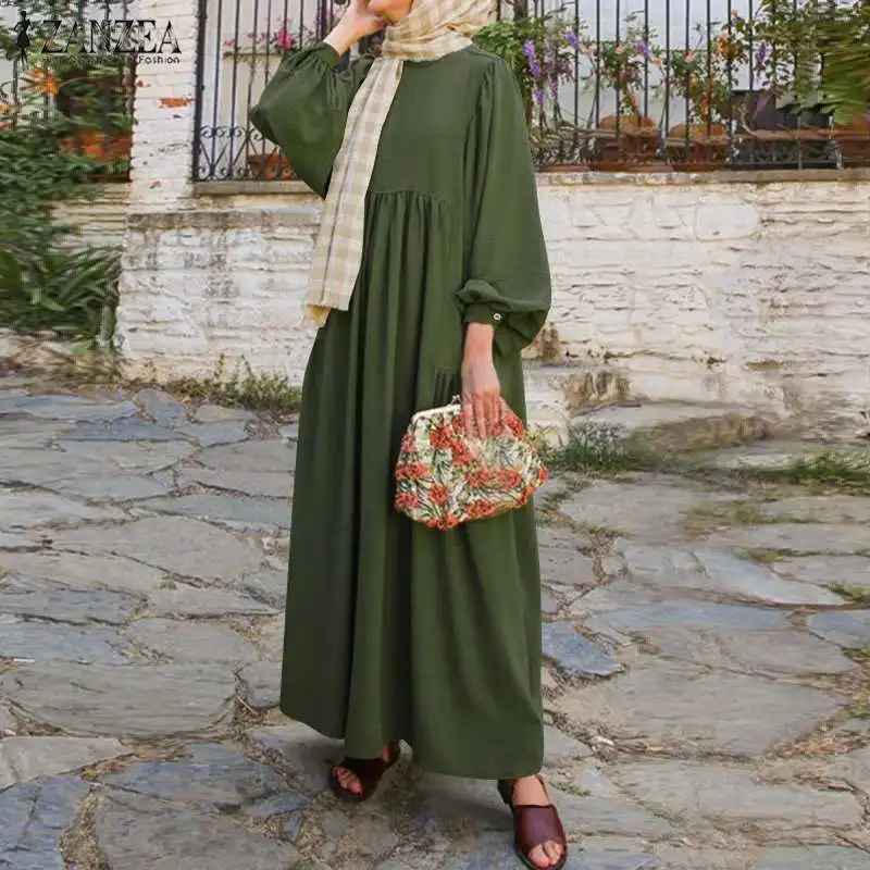 Платье ZANZEA Abaya в стиле турецкого хиджаба мусульманский Ретро сарафан с длинными