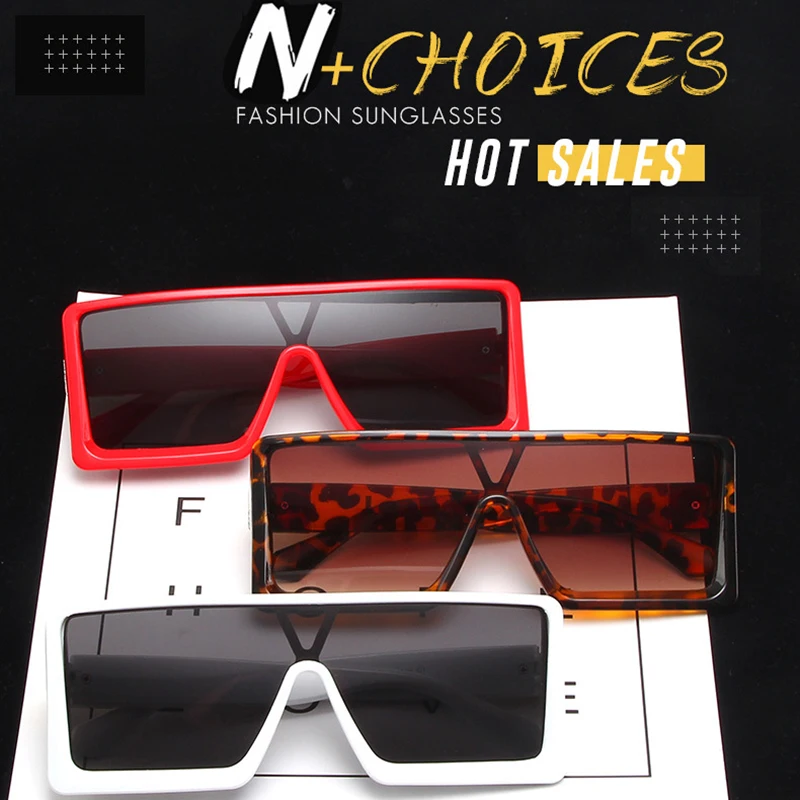 

Fashion Flat Top Square Sunglasses Personalized Large Frame Polarized Sunglasses for Women and Men FS99