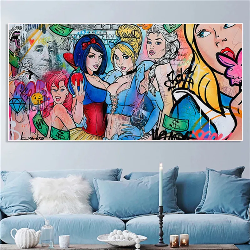 Студийный настенный постер с изображением девушек Диснея граффити искусство