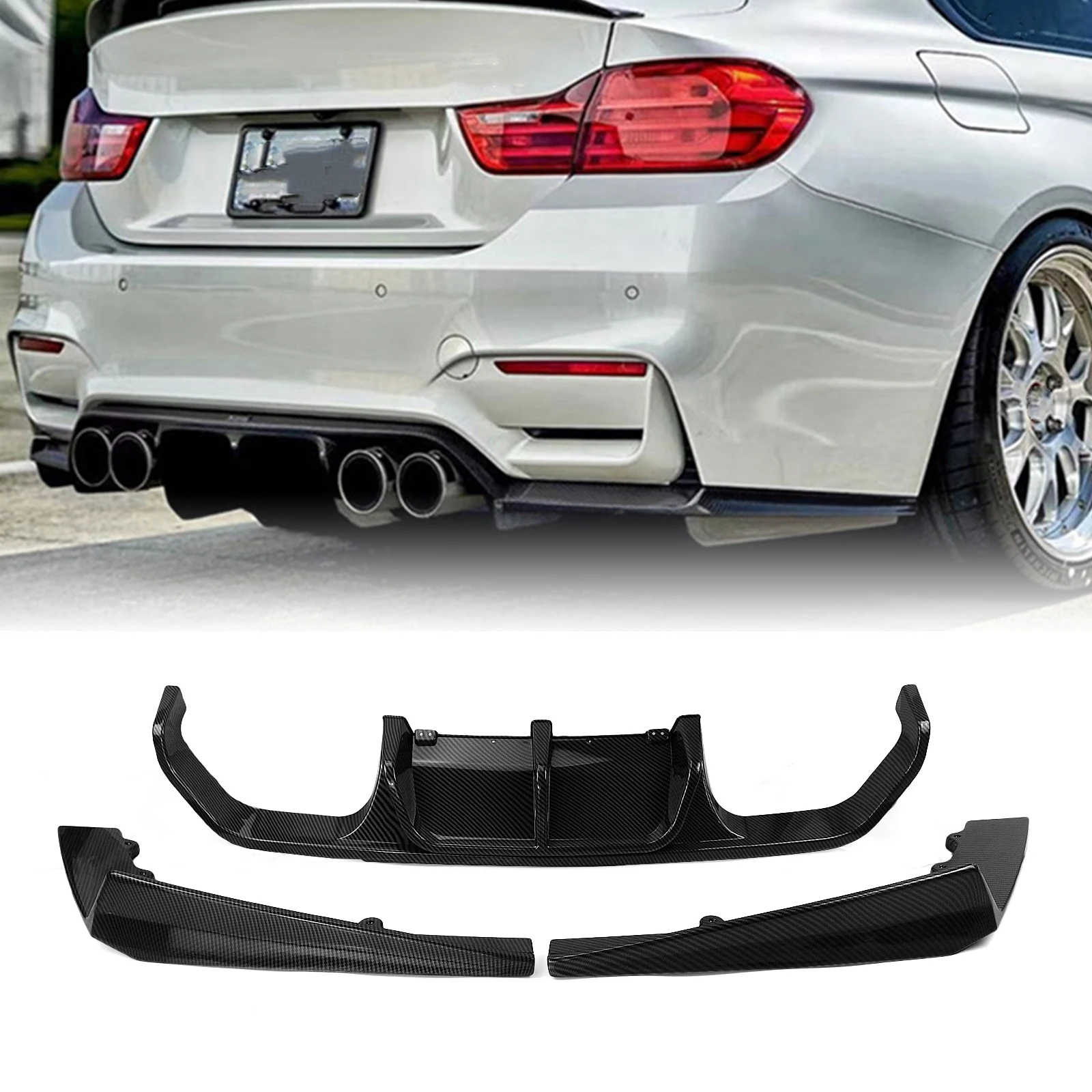 Для BMW M3 M4 F80 F82 2015-2020 задний диффузор бампер губа из углеродного волокна внешний