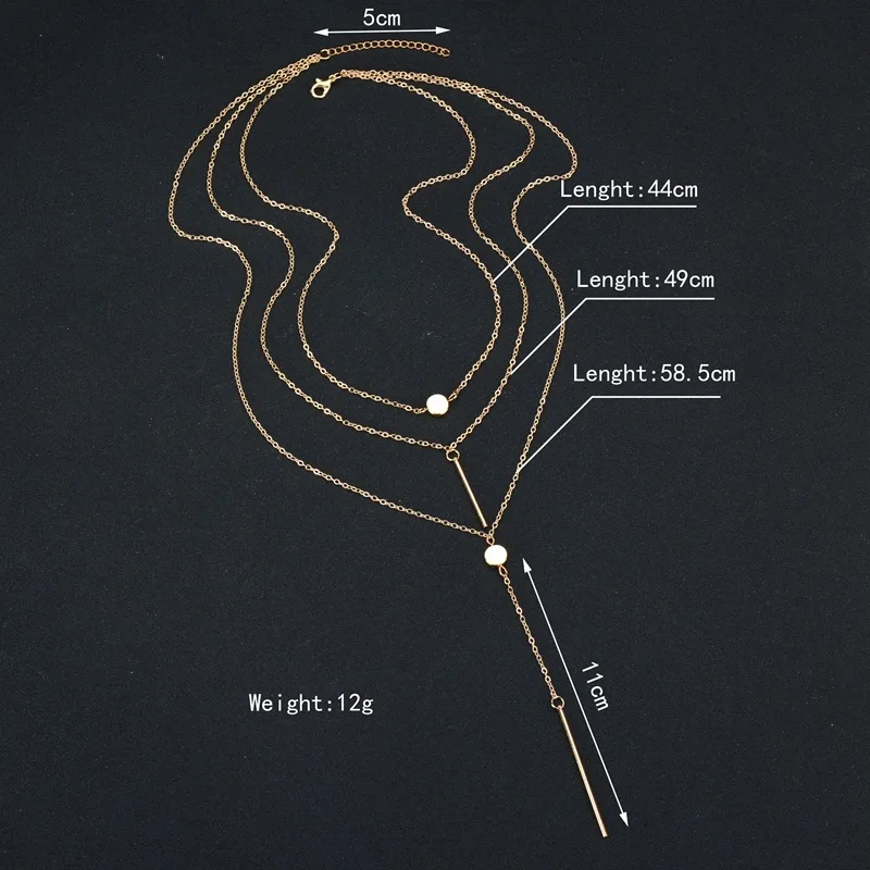 Модные золотые серебряные Многослойные длинная цепочка ожерелье подвеска с