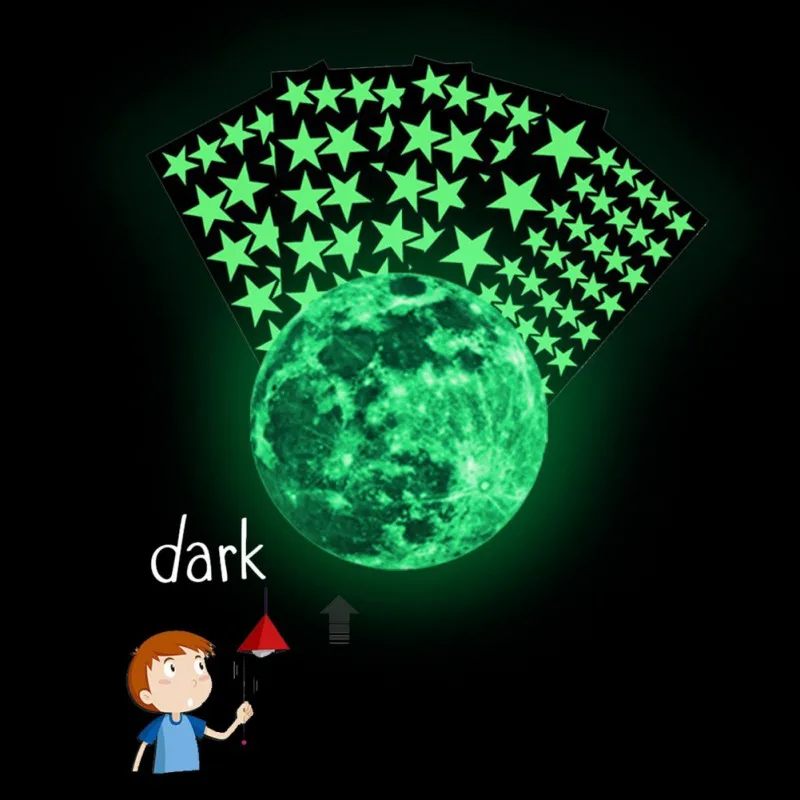 

Hot New Cute Stars Moon Luminous Stickers Moon Ball Light Wall Sticker Children's Fair Home Kids Room Decoration