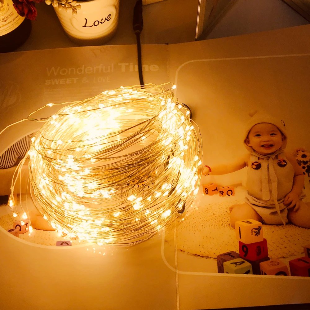 warm white 100/300/600 светодиодный s огни в виде лозы медный провод ветка огни Светодиодный Сказочный струнный свет ЕС вилка 220 В Рождественская Свадебная вечеринка украшение - Испускаемый цвет: warm white