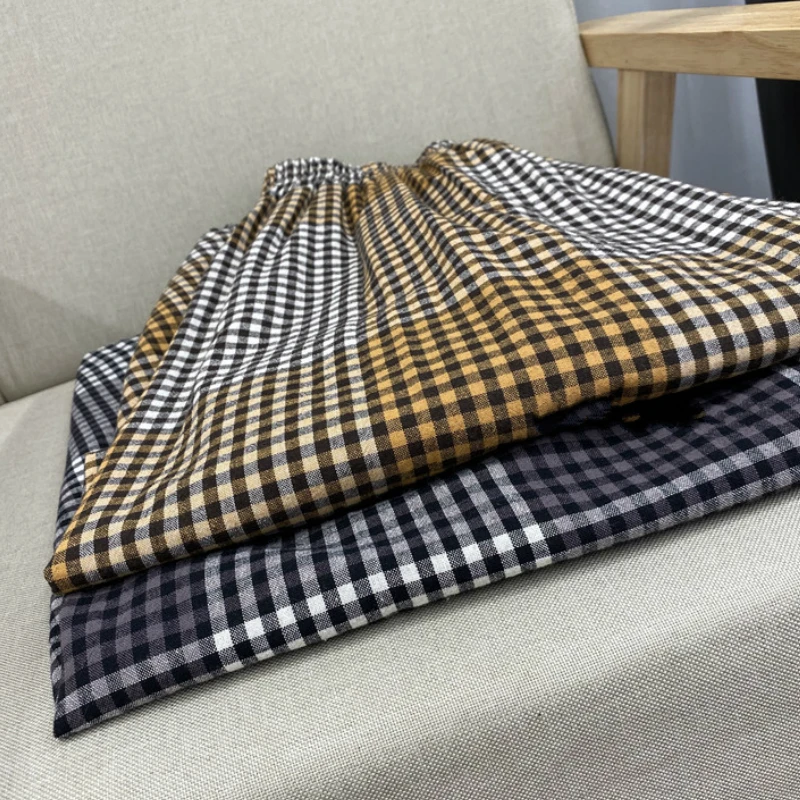 

Winter Blend Yellow Plaid A-line Pleated Long Skirts Side Pockets