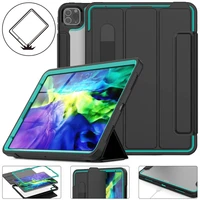 hxcase transparent back smart cover case for ipad pro 11 2020 with pencil slot and built in screen protector shockproof case