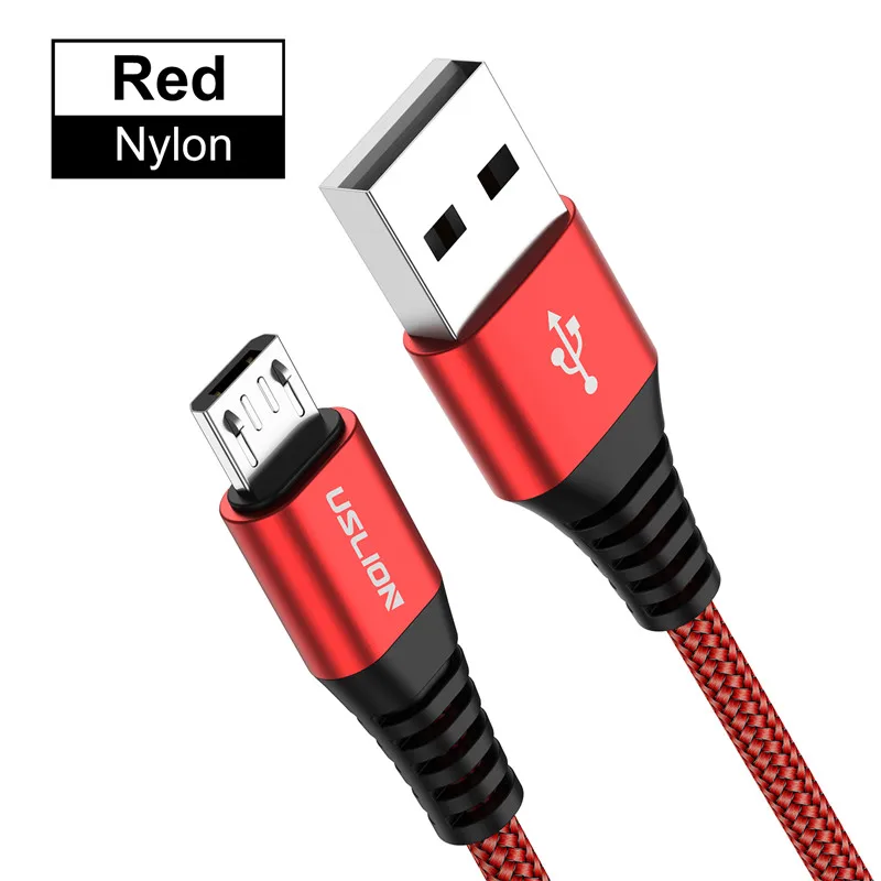 Red USLION 3A Micro USB быстрый заряд кабеля USB кабель для передачи данных провод для Samsung Xiaomi Redmi Note 4 5 Android кабель Microusb Быстрая зарядка - Цвет: Red