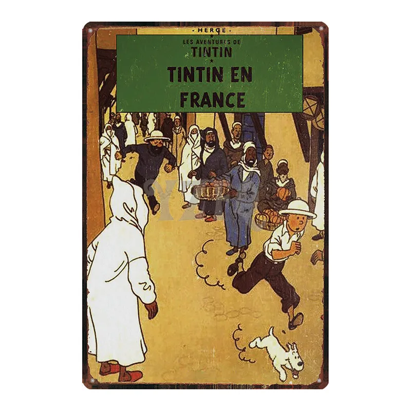 DU2994 Tintin мультфильм металлическая жестяная вывеска потертый шик стены Детская комната кофе магазин домашнего искусства ремесло Тики Бар Декор 30X20 см DU2993 - Цвет: DU2994
