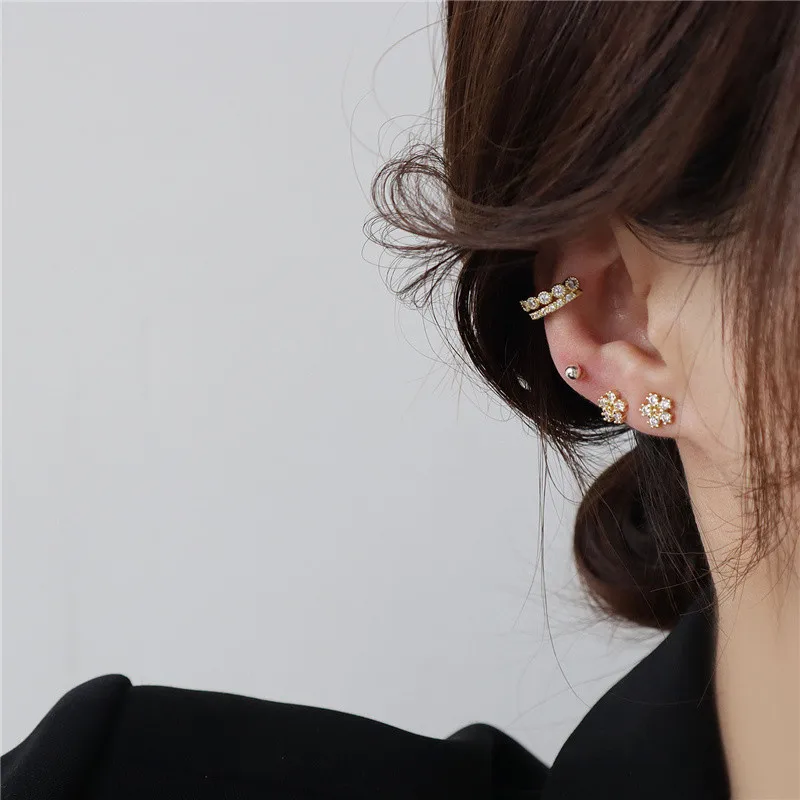 

Exquisite 925 Silver Needle Crystal Petite Flower Earrings for Woman 14k Gold Temperament Earrings Jewelry Accessories Wholesale