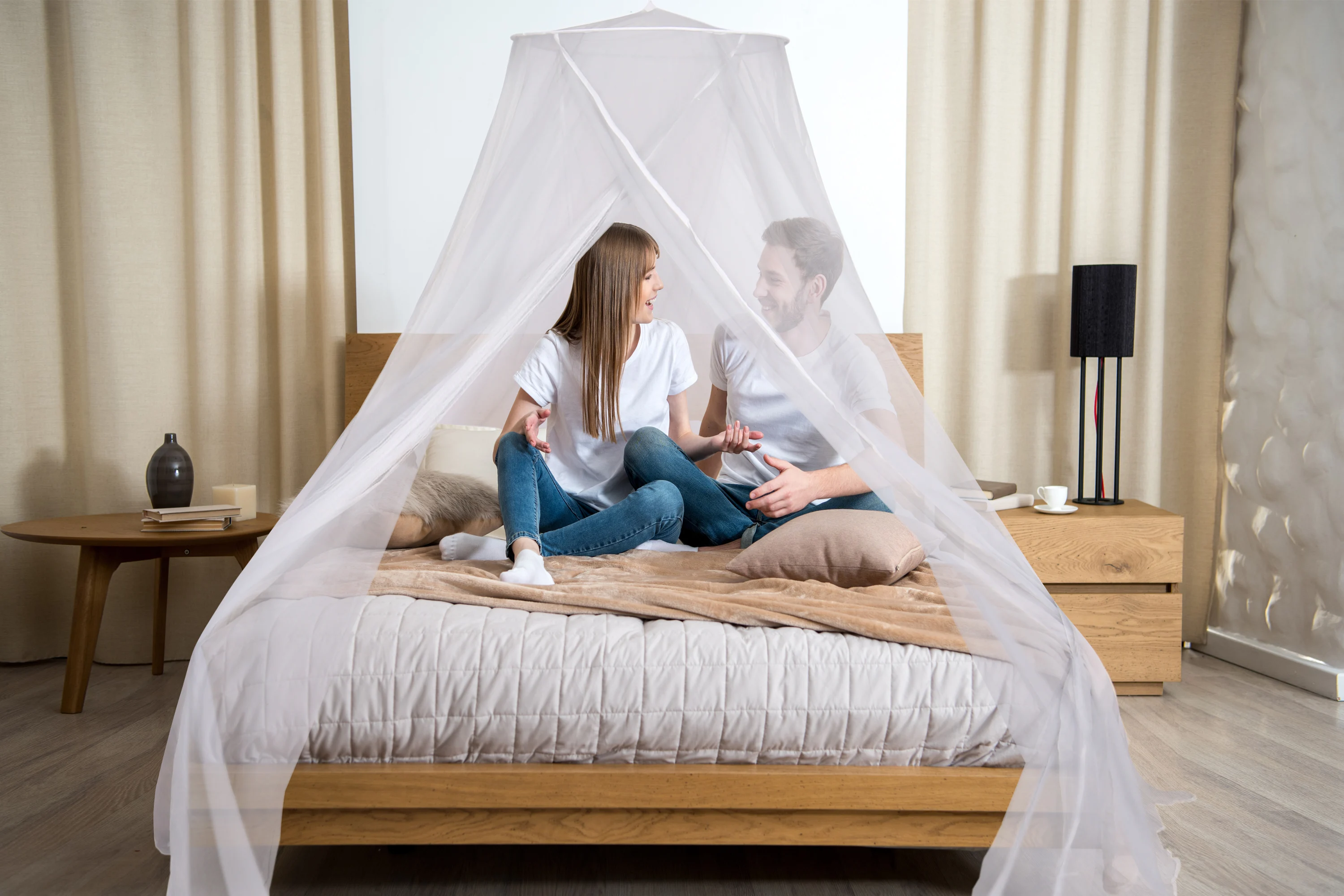 

C Aventik No-See-Um mesh Square and Conical Mosquito Net for Bed 2 Choices, Grey Color, Indoor & Outdoor Use