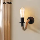 Винтажная пеньковая веревка, светодиодная деревянная настенная лампа E27, комнатный светильник в стиле лофт, комнатный коридор, промышленное бра, прикроватное освещение, 110 В, 220 В