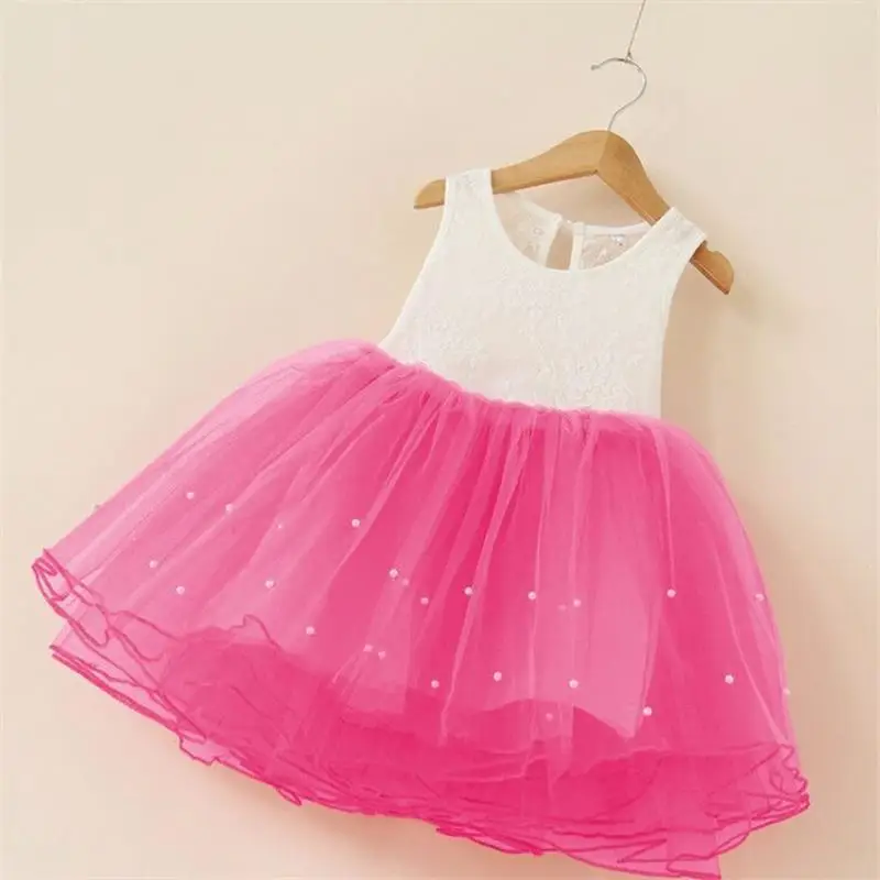 Style 3 Hot pink Летнее кружевное платье-пачка для девочек, одежда для девочек белое праздничное платье принцессы с бисером нарядный костюм для девочек-подростков 4-8 лет - Цвет: Style 3 Hot pink