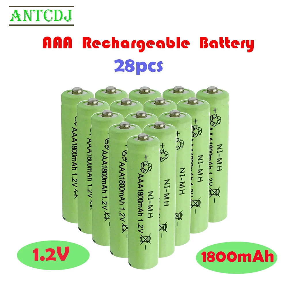 

2021 Top Selling 28PCS AAA 3A 1.2V 1800mAh Ni-MH Rechargeable Battery Nickel-metal Hydride Batteries for Remote Control Toy