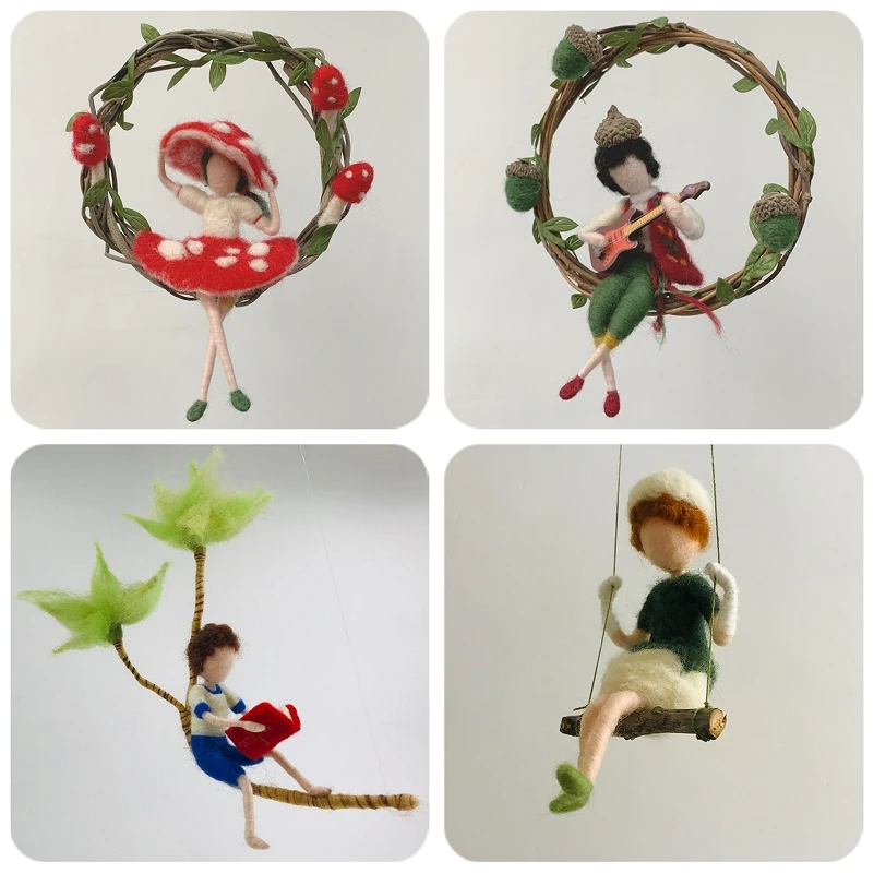 

Swing Series Needle Felting Kits, Elf Felting Supplies, Gift for Mom, Grandma, Video Instruction for Beginner, Height 10cm (4")