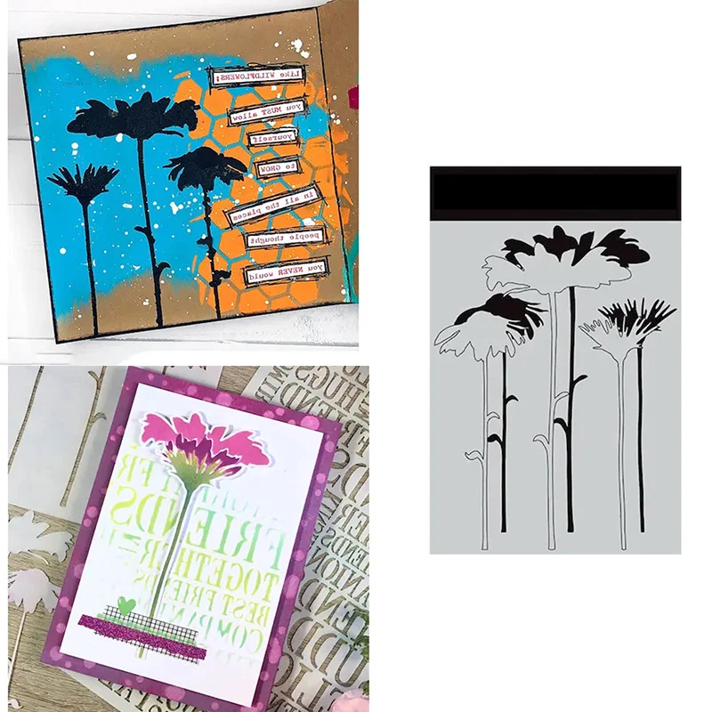 

Small Stencil Tall Flowers for Crapbooking Photo Album Decorative Embossing Stamp Die Cut Handmade Album 2021 NEW Arrival