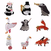 animal bear self adhesive patches for clothes diy stripes iron on appliques penguin mobile phone stickers fox embroidery badges
