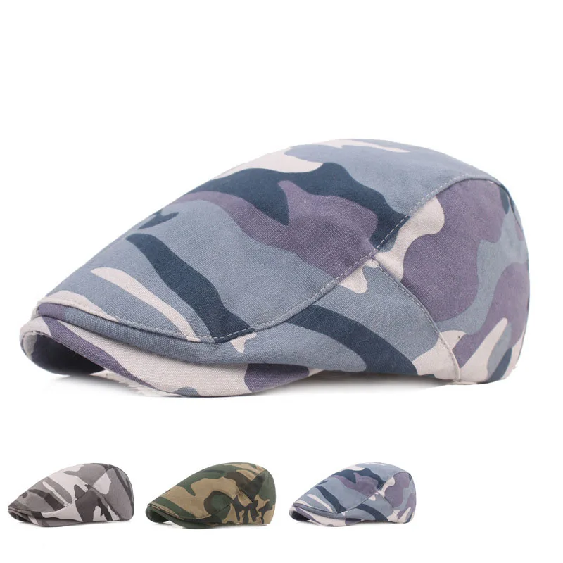 

2021 New Arrivel Hot Sell Camouflage Women Men Newsboy Berets Vintage Casual Unisex Cotton Caps