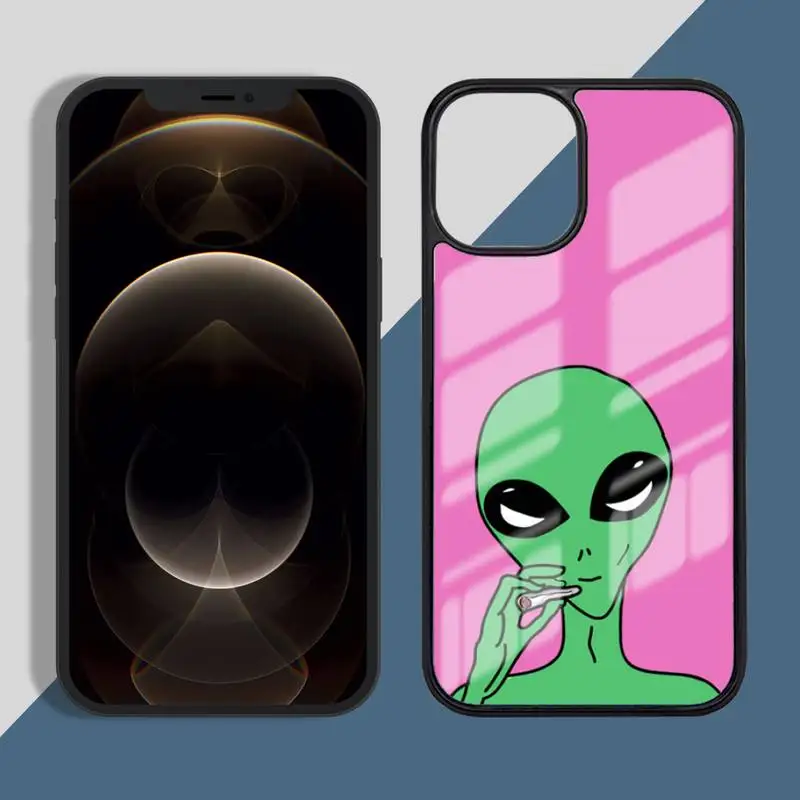 

Alien Smoking Weed Phone Case PC for iPhone 11 12 pro XS MAX 8 7 6 6S Plus X 5S SE 2020 XR