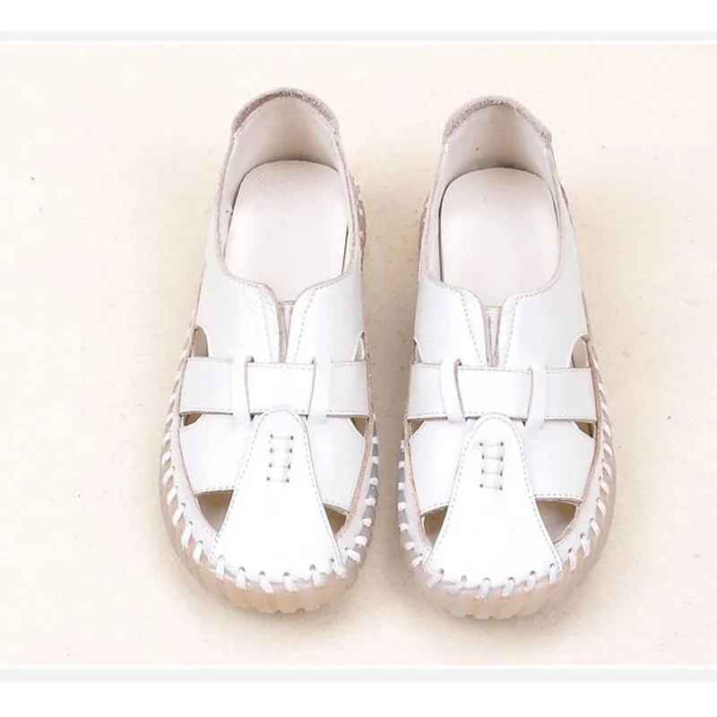 Летние коричневые сандалии на плоской подошве Для женщин натуральная кожа туфли