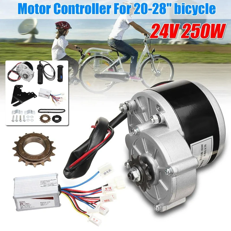 24V 250W Electric Bike Motor Conversion Kit Electric Bike Hub Motor Controller for 20-28 Inch Electric Bike