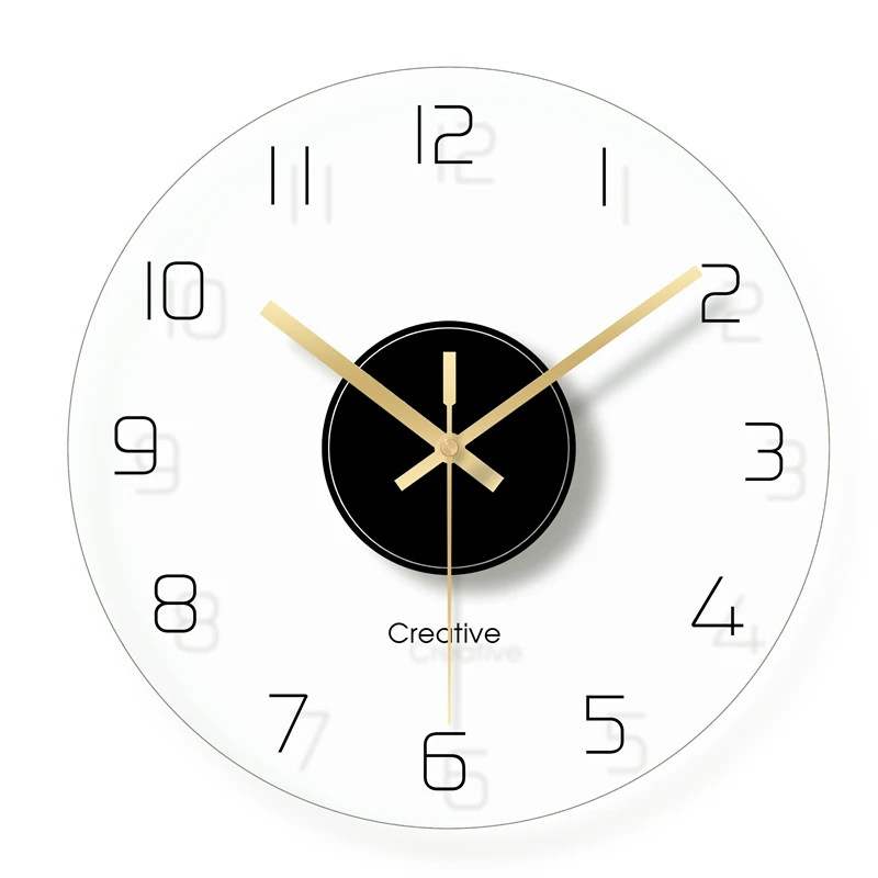 

Nordic Wall Clock Minimalist Fashion Transparent Glass Clock Creative Circular Clock Wall Decorations Living Room 60w120