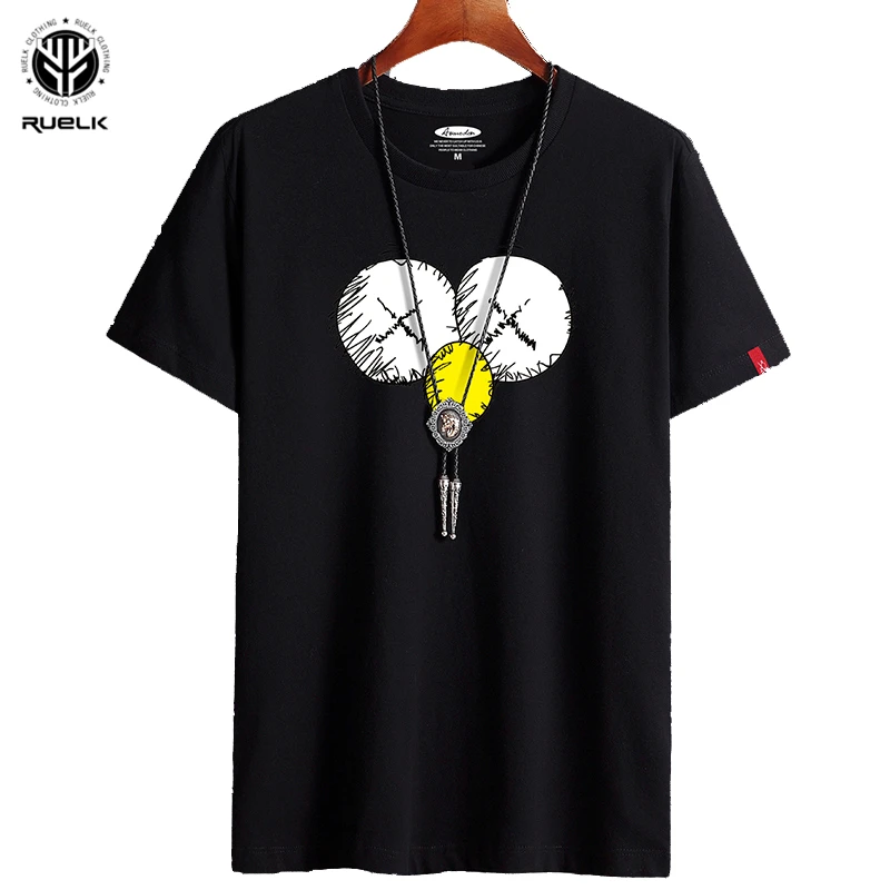 

RUELK Summer New T-shirt Men's Fashion Casual Short-Sleeved Funny Pictures Printed Men's Clothing Street Trend Cool T-shirt Men
