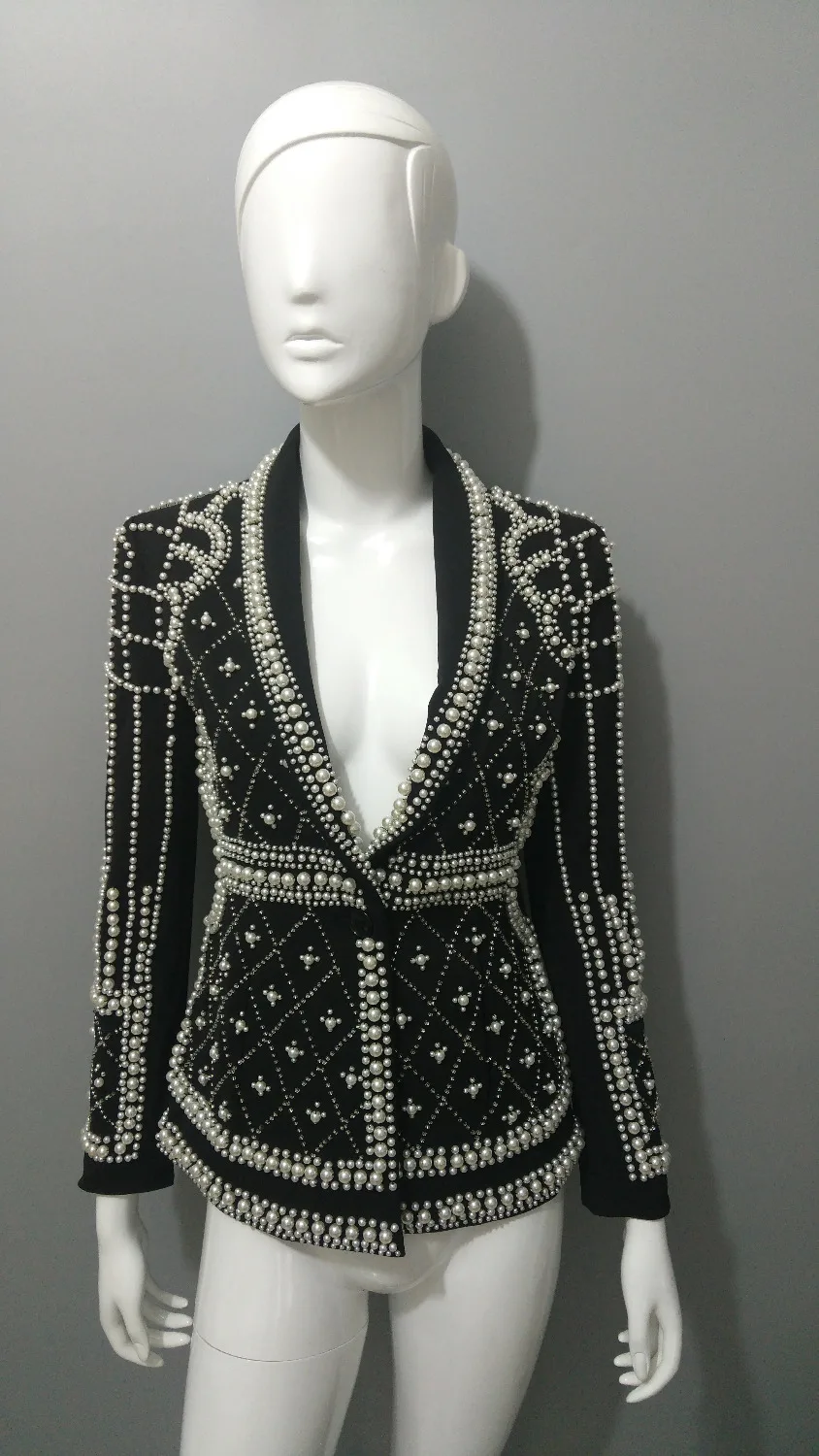 

2021 Blazer Blazer Women Pearl Blazer Jacket Nightclub Costume Female Guest Ds Singer Dj Performance Party Celebration