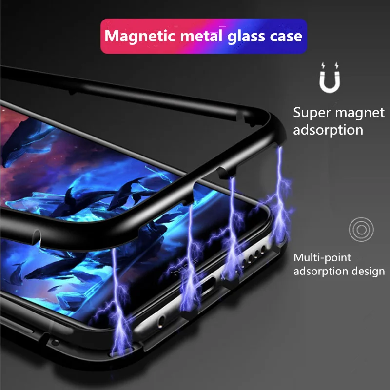 Huawei p smart чехол Магнитная Адсорбция металлический чехол для huawei Y9/Y5 Y6/Y7 Pro Y6/Y7 Prime Maimang 7 Nova для детей 2, 3, 4, 5i