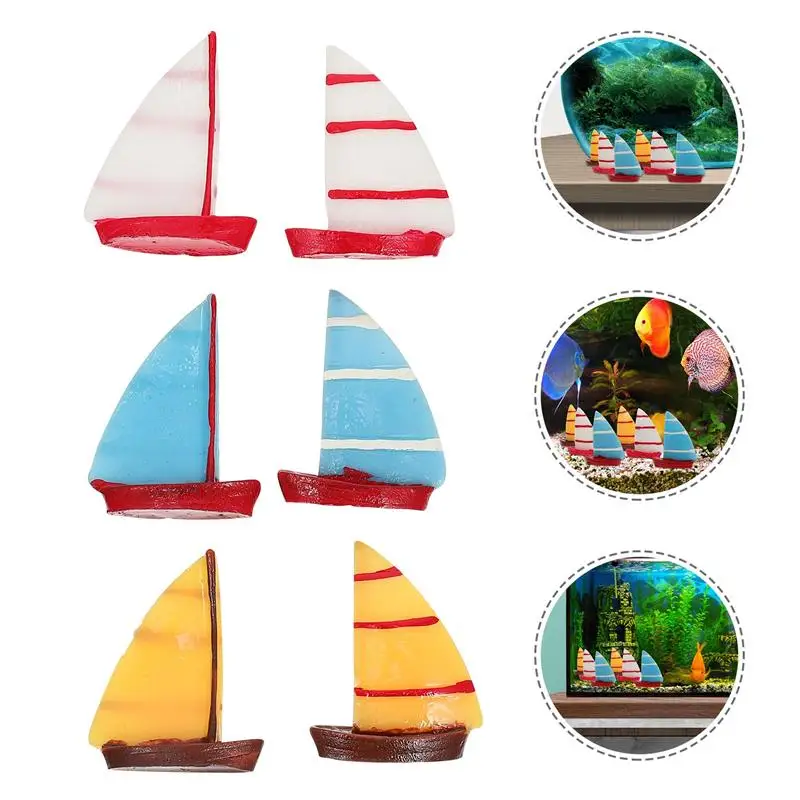 15/30Ps Mini Sailboat Models Realistic Boat Ornament Miniature Scene Decoration Micro Landscape Resin Sailing | Дом и сад