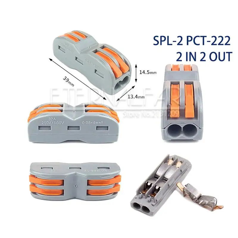 PCT-222 Тип PCT-212 32A 250V 4KV Многофункциональный быстрый соединитель провода 28-12AGW водонепроницаемый BV VR 213 SPL-2 нажимной клеммный блок - Цвет: PCT-222