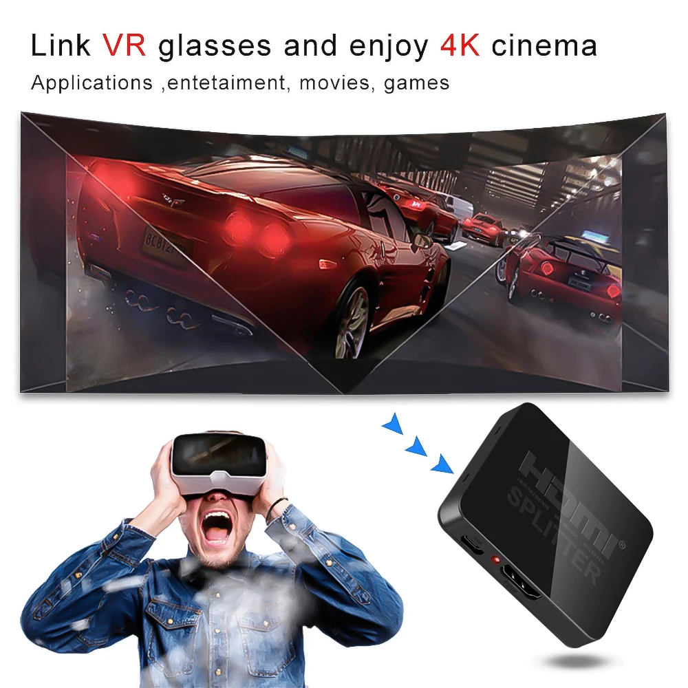 Сплиттер 1 в 2 выхода 1080p 4K HDMI-совместимый адаптер 1x2 HDCP 3D переключатель порта