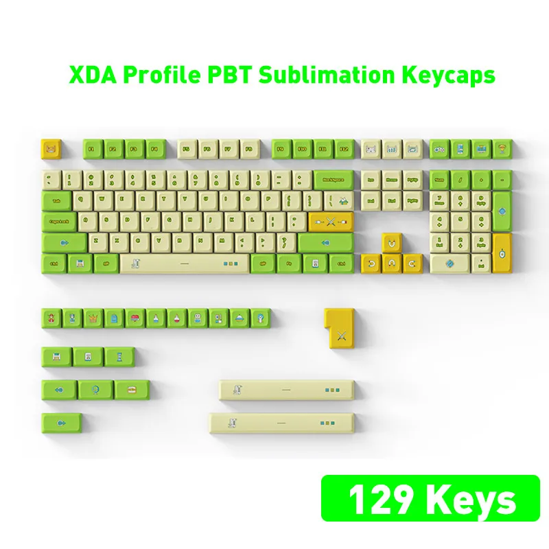 

129 клавиш/Набор колпачков для ключей XDA/OEM Profile PBT, колпачки для сублимационных ключей, подходят для механических клавиатур 980/61/68/87/96/104/108 клави...