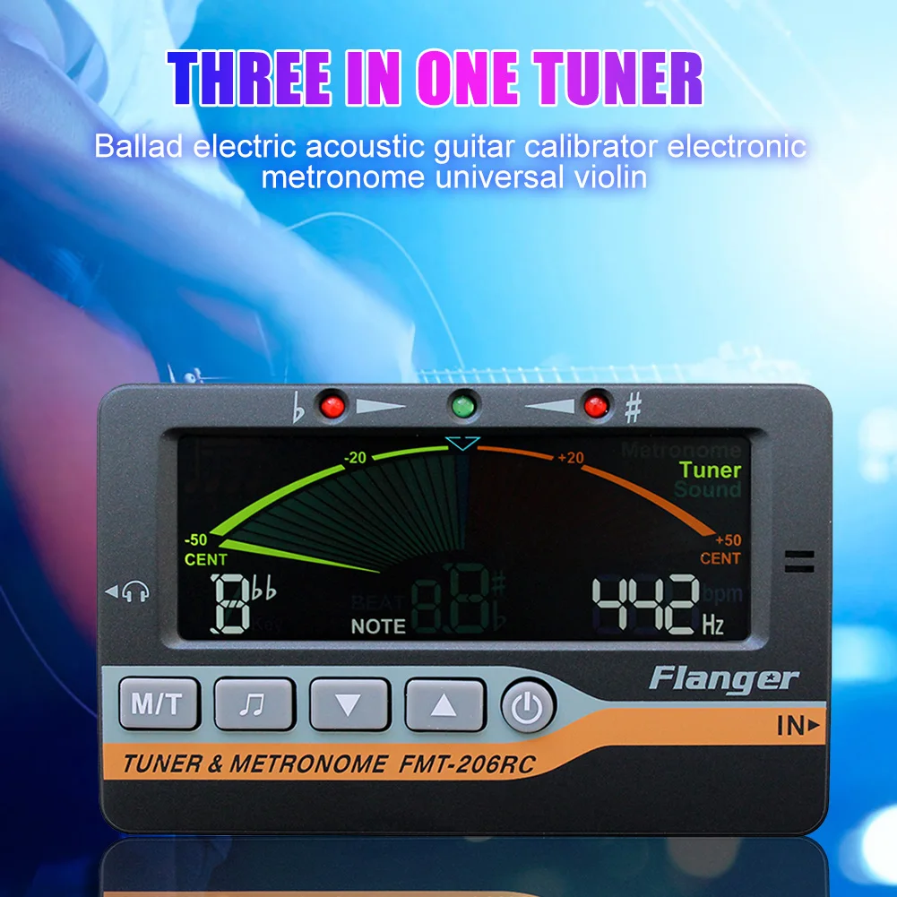 Тюнер Flanger для электрогитары портативный тональный генератор метронома с