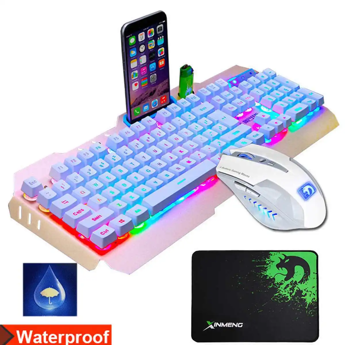 Игровая клавиатура мышь Combos механический Feel светодиодный Подсветка USB геймер ноутбук игровой набор с коврик для мыши