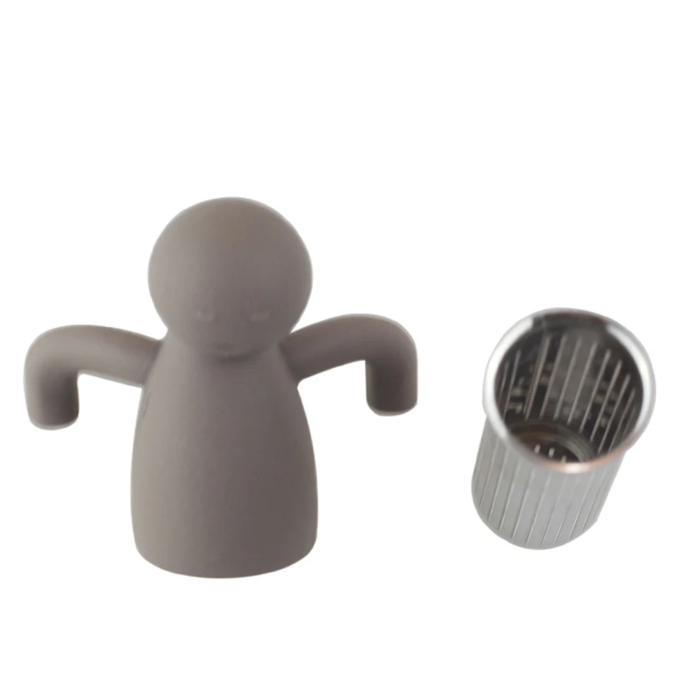 304 Нержавеющая сталь силиконовый чехол в виде человечков Чай Ручка фильтра