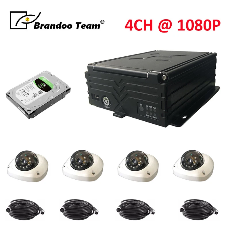4 канальный Автомобильный видеорегистратор канала HDD DVR 1 ТБ 1080P H.265