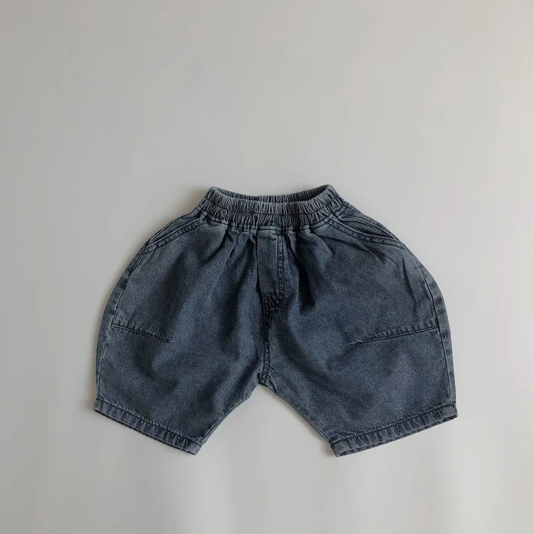 

2021 Summer New Toddler Baby Boy Girl Washed Soft Denim Shorts Pant Children Fashion Loose Thin Half Pants 8M-6T