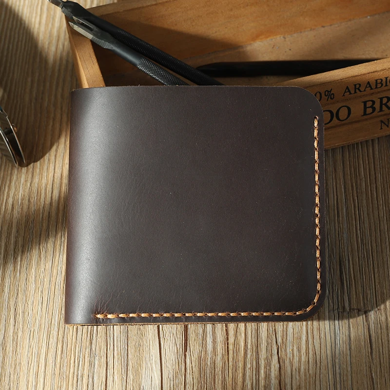 2019 original handmade light luxury men's short leather multi-card wallet can put photos to send friends surprise gifts | Багаж и