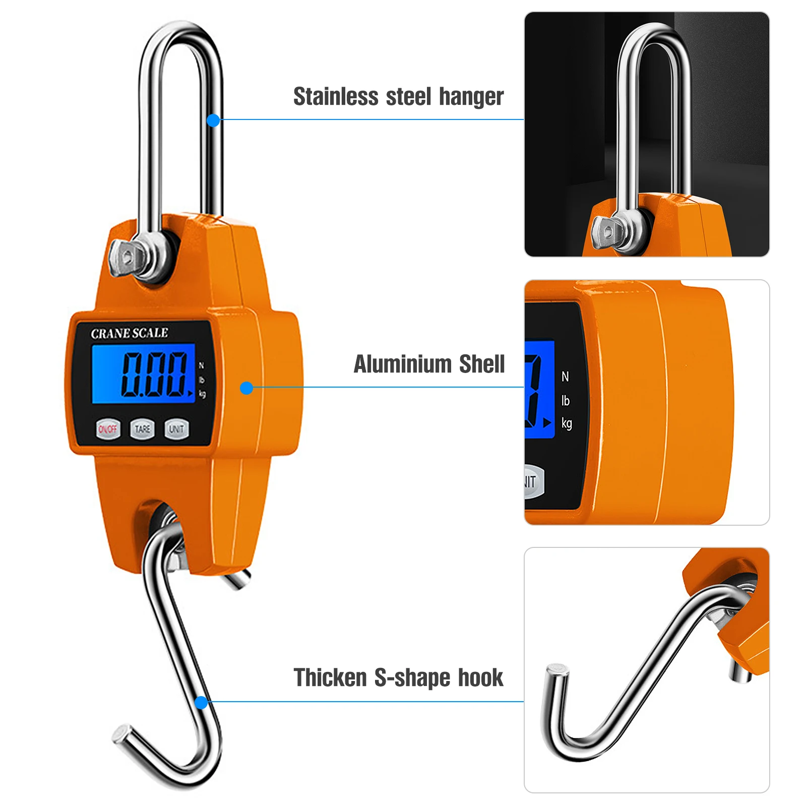

300kg/50g Electronic Crane Scale Digital Hanging Scale Mini Hoisting Scale Industrial Electronic Hook Scale Fishing Accessories