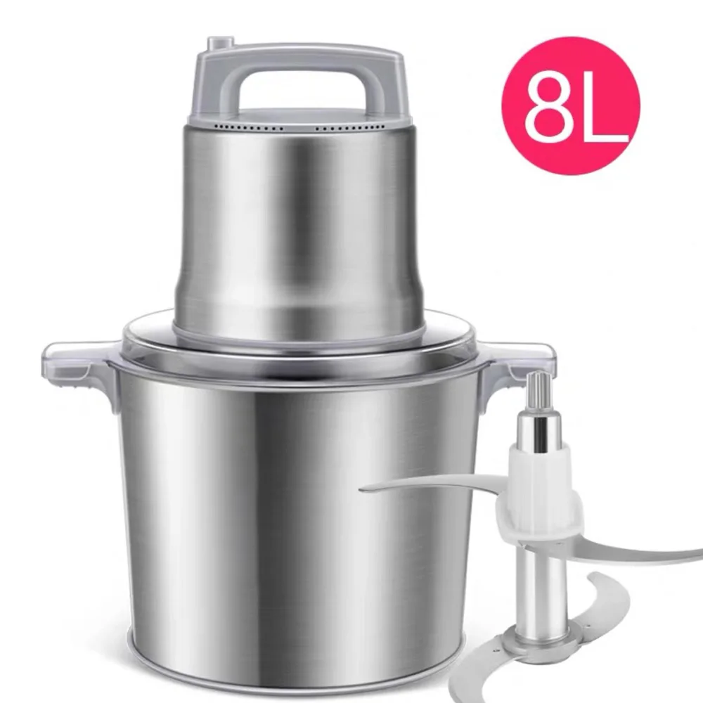 8L Electric Meat Grinder Commercial Household Meat Mincer Multi-function Stuffing Chopped Vegetable Stainless Steel Meat Mixer