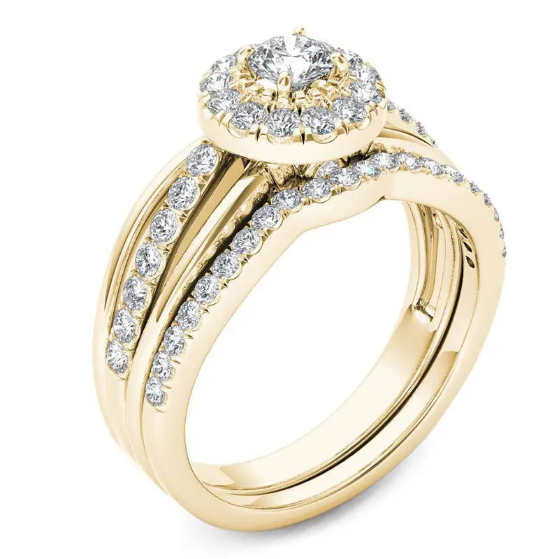 14K желтое золото цвет кольцо натуральный белый 2 карат Moissanite ювелирные изделия