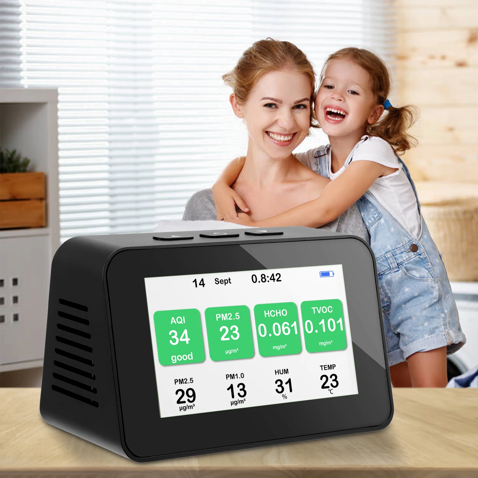 

Air Quality Detector Indoor Breath Air Quality Pollution Meter Dust Detector Formaldehyde Analyzer Temperature Humidity Analyzer