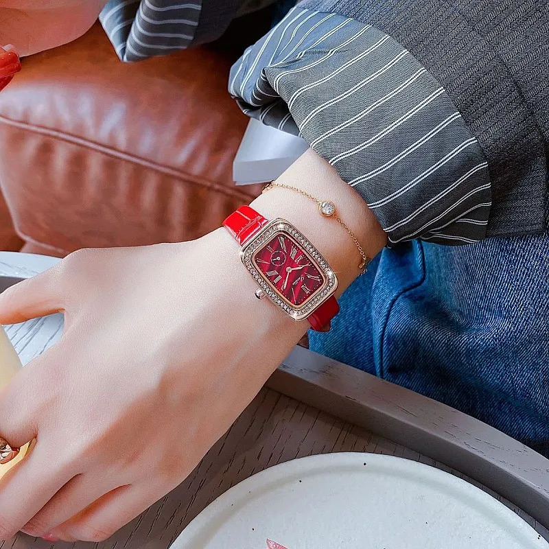 New Green Women Watches Waterproof  Fashipin Ladies Square Quartz Watch Analog Display Ladies Watch Luxury montre femme +Box