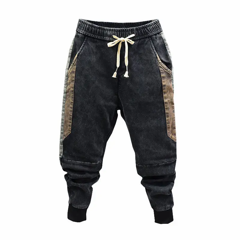 Мужские джинсовые джоггеры Idopy с карманами уличный стиль эластичная талия шнурок