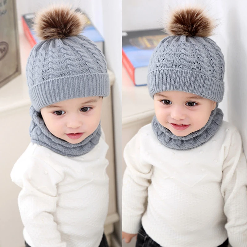 Cute Toddler Kids Girl&ampBoy Baby Infant Winter Warm Crochet Knit Hat Fur Pom Beanie Cap Scarf | Детская одежда и обувь