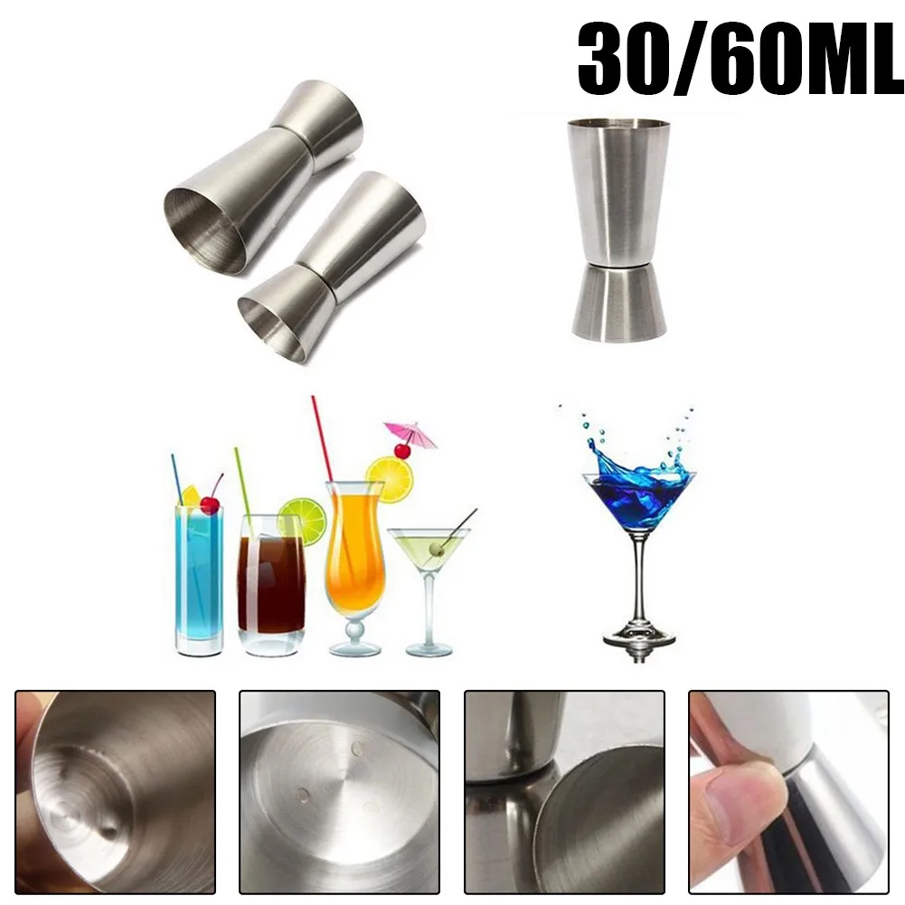 

30/60ml Stainless Steel Cocktail Shaker Measure Cup Short Drink Dual Spirit Measure Jigger Kitchen Gadgets Bar Pub Club Tool