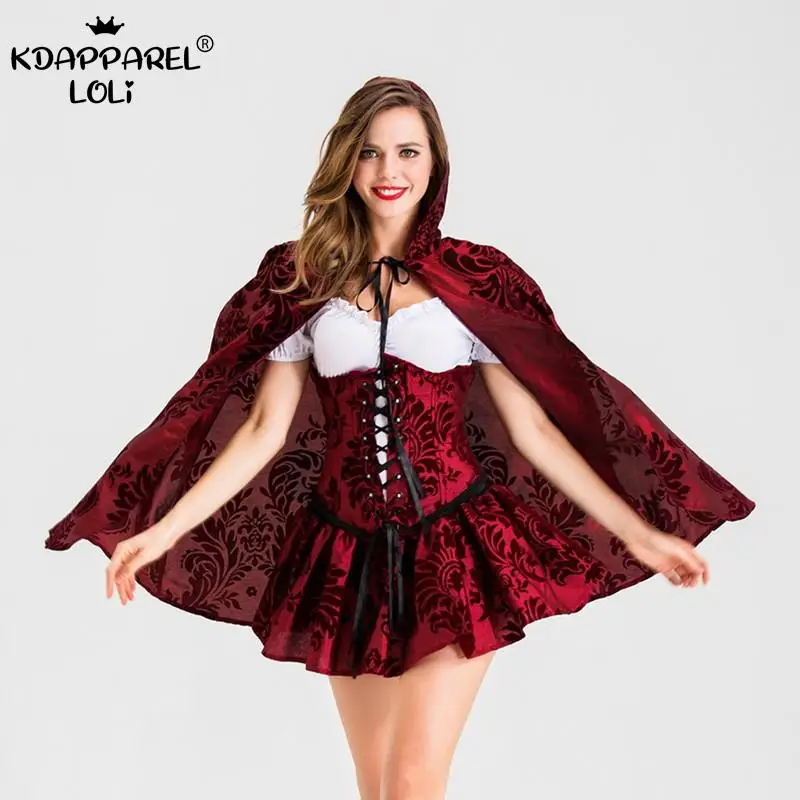 Женские костюмы на Хэллоуин платье накидка Готическая ведьма вампир Красная